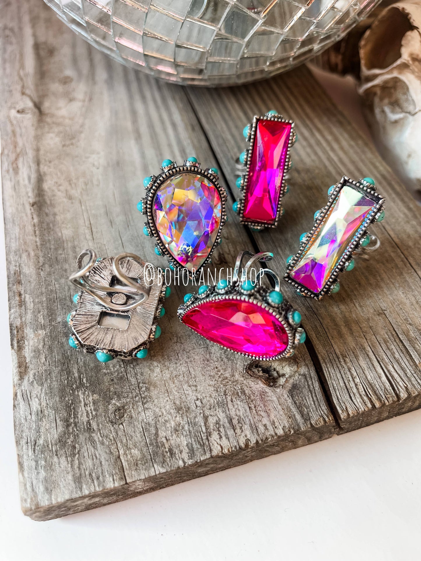 Bling Bling Glass Stone Western Ring Adjustable