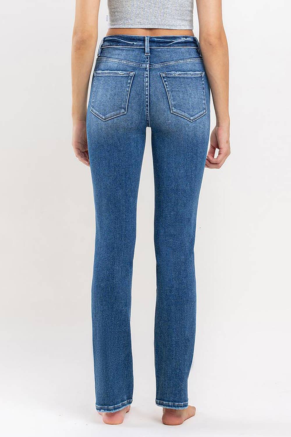HIGH RISE LONG SLIM STRAIGHT JEANS T6201