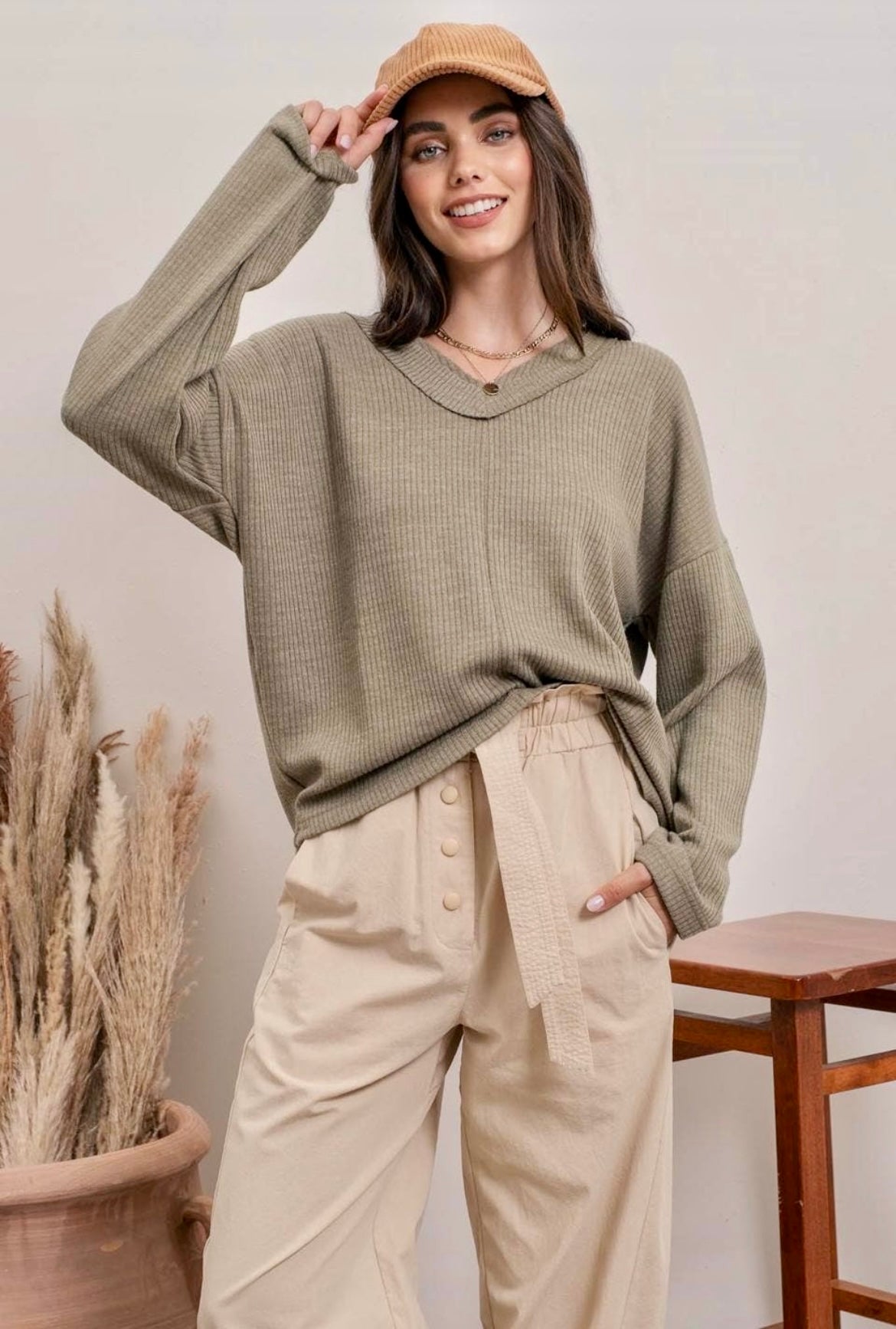 Ribbed Oversized Pullover Sweater