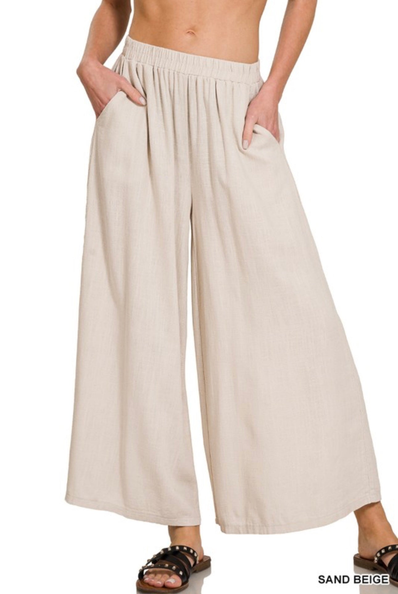 Linen blend wide leg pant(multi colors)