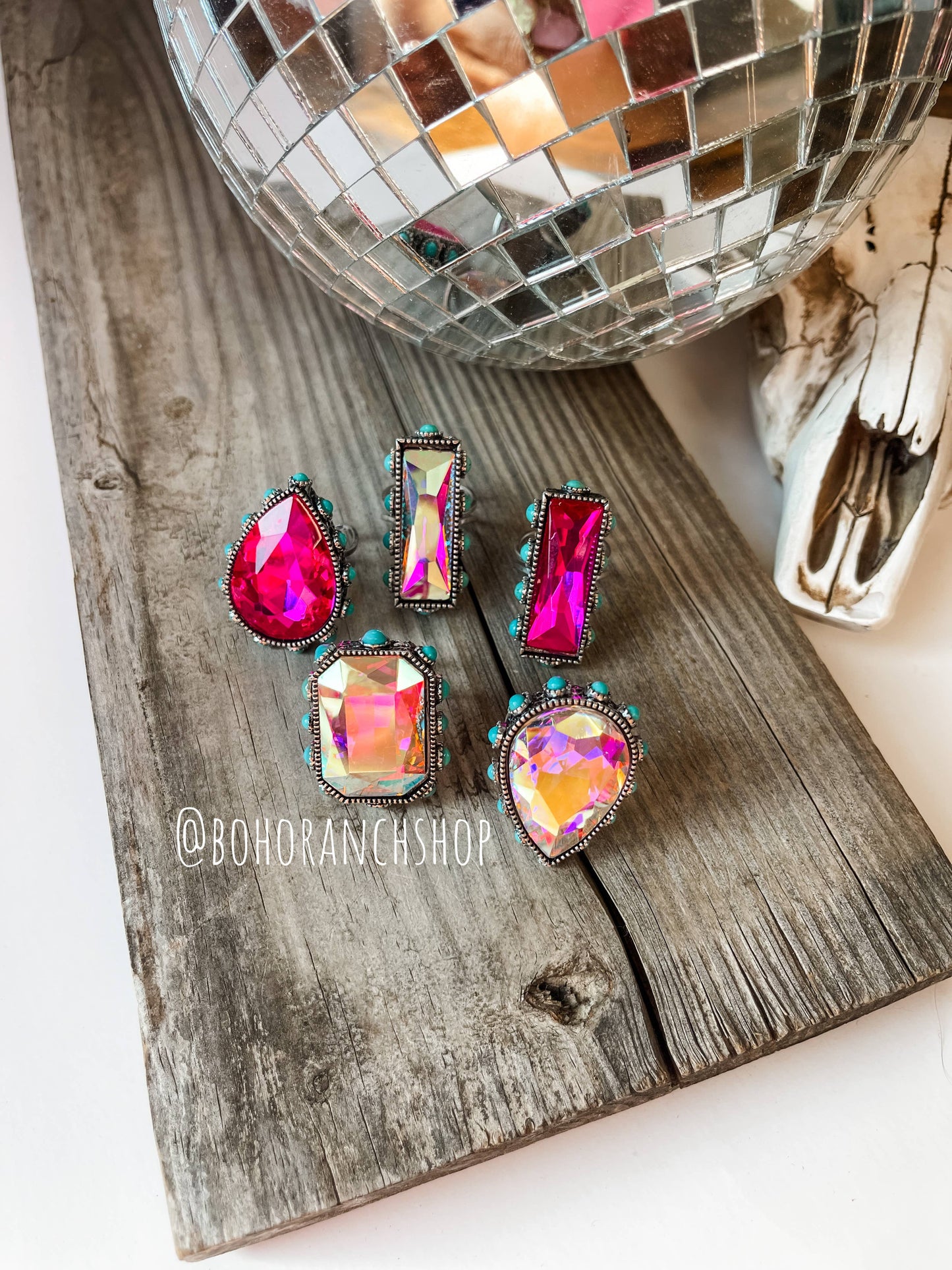 Bling Bling Glass Stone Western Ring Adjustable