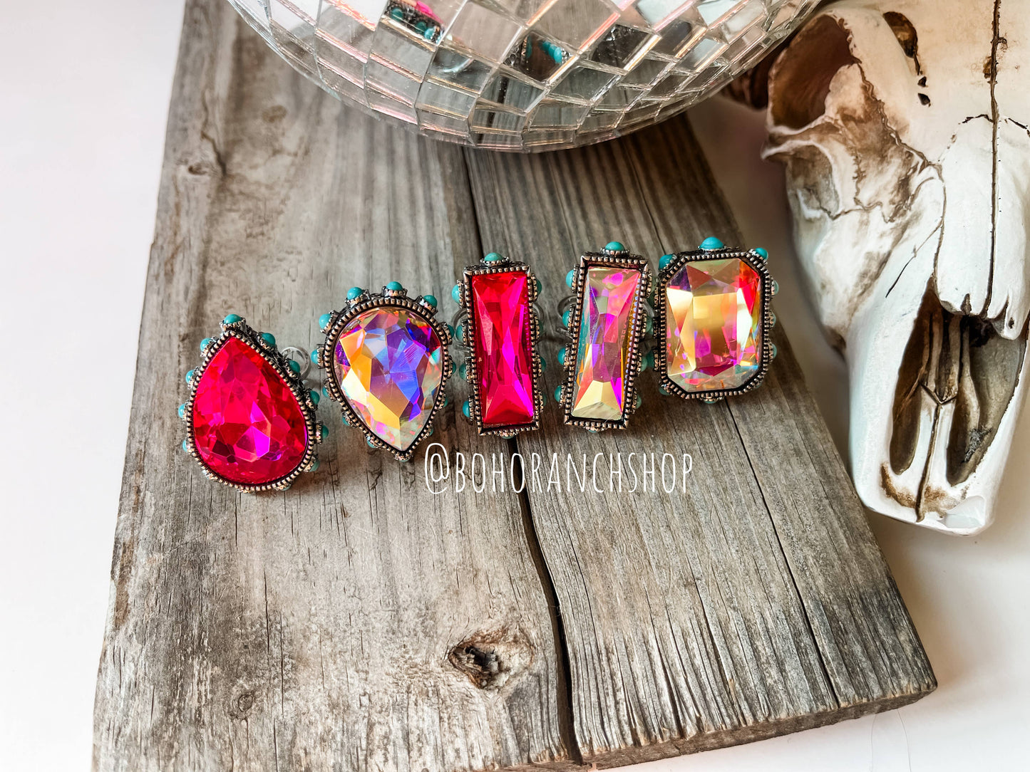 Bling Bling Glass Stone Western Ring Adjustable