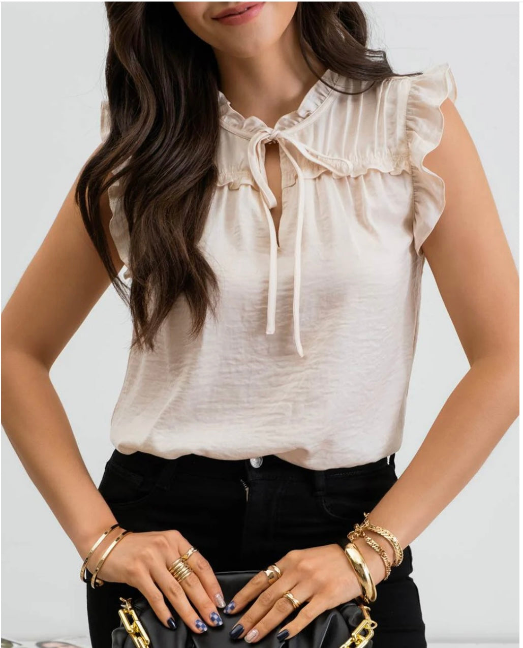 Ruffle sleeve tie top (multiple color options)