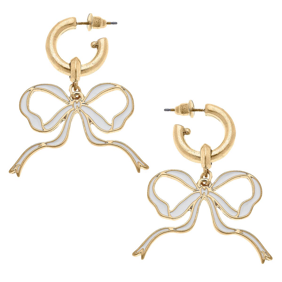 Bow Enamel Earrings Game Day