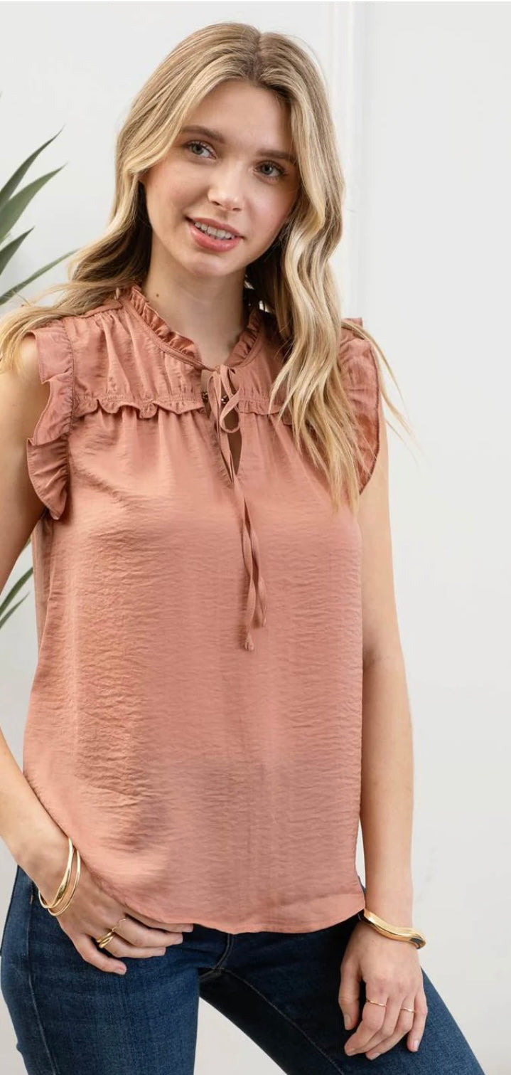 Ruffle sleeve tie top (multiple color options)
