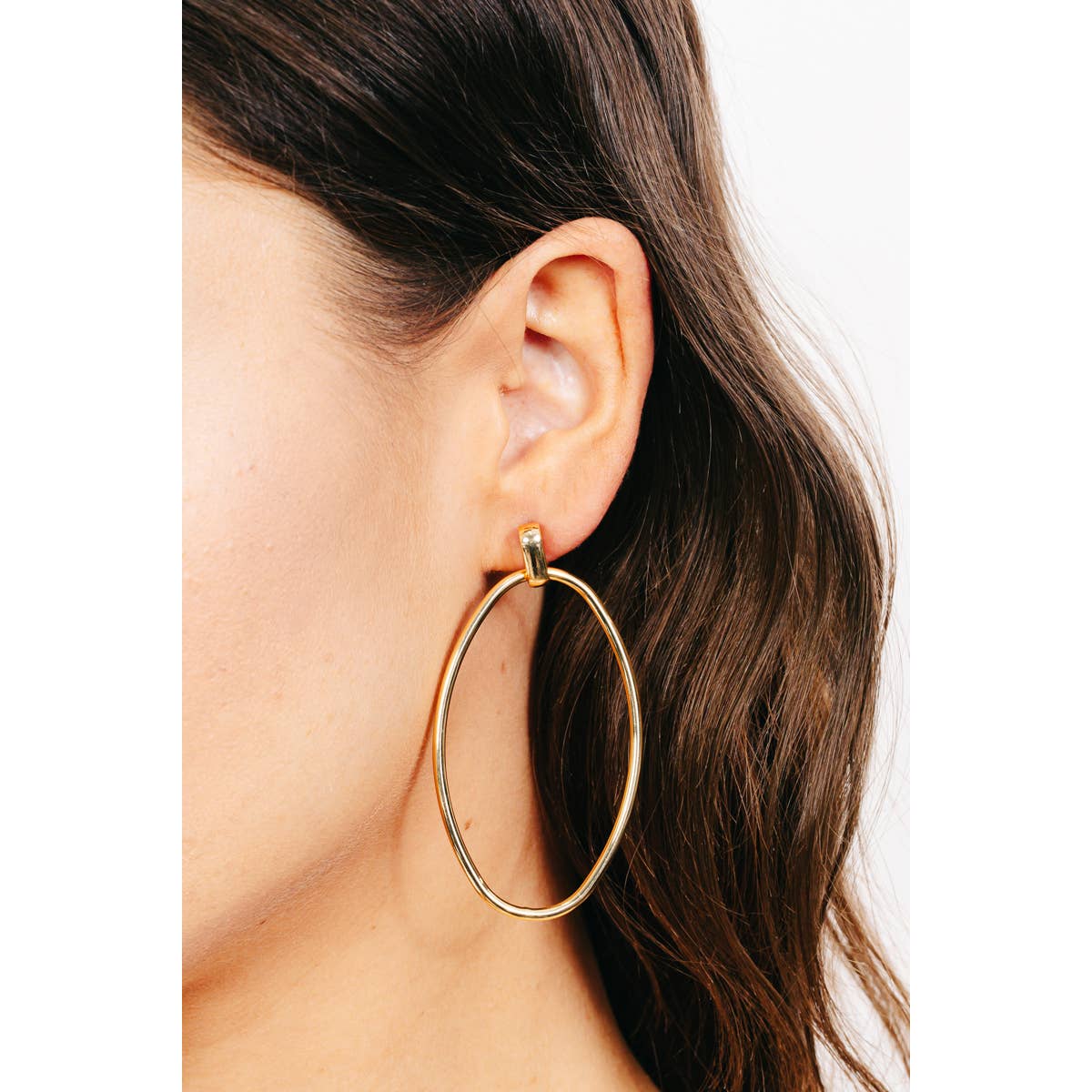 Gold Dipped Oval Cutout Earrings