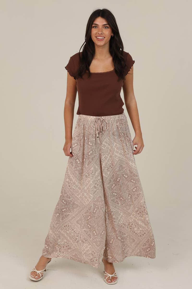 WIDE LEG PANTS WITH ELASTIC DRAWSTRING