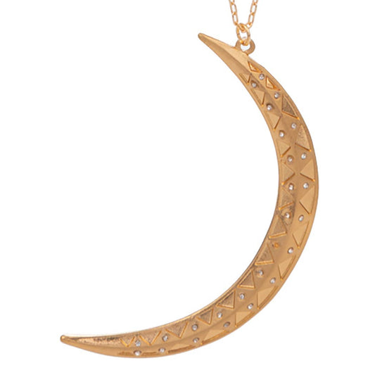 Crescent Moon Shape Metal Pendant Necklace