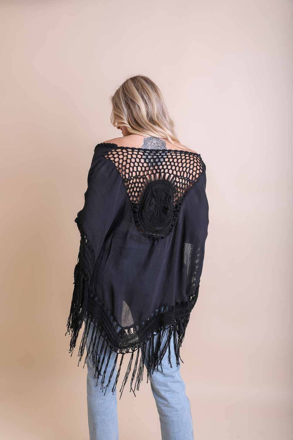 Crochet Medallion Tassel Kimono 🖤