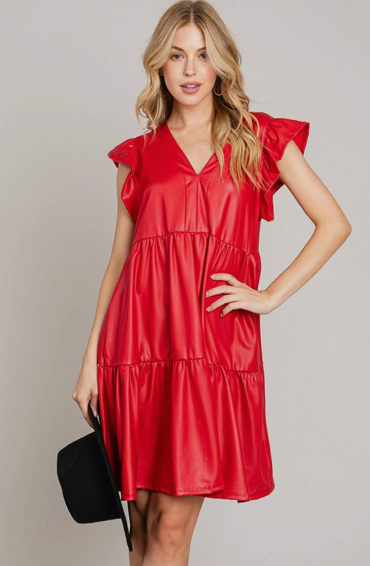Tiered Babydoll Dress with Faux Ruffle Sleeve