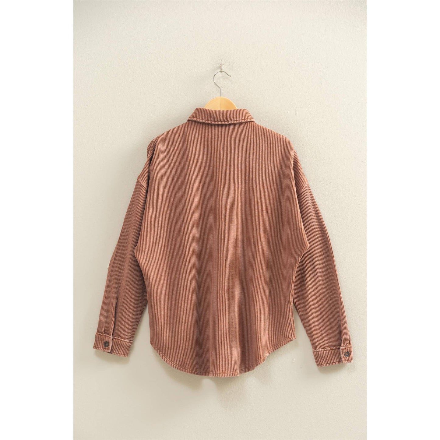 Oversized Mineral Washed Waffle Shacket