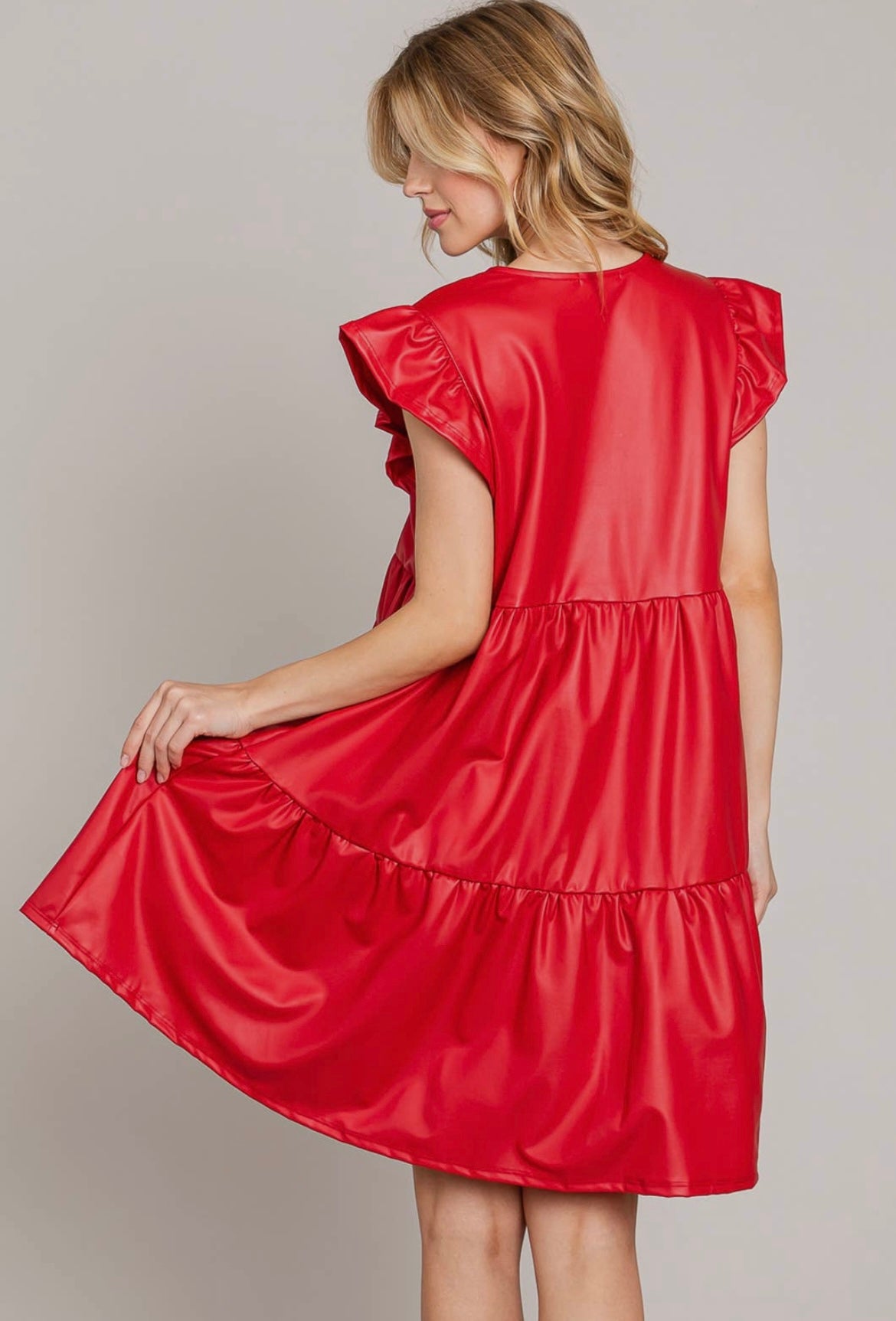 Tiered Babydoll Dress with Faux Ruffle Sleeve