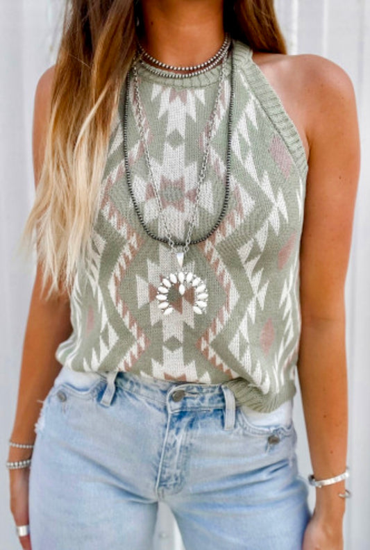 Aztec print knitted top
