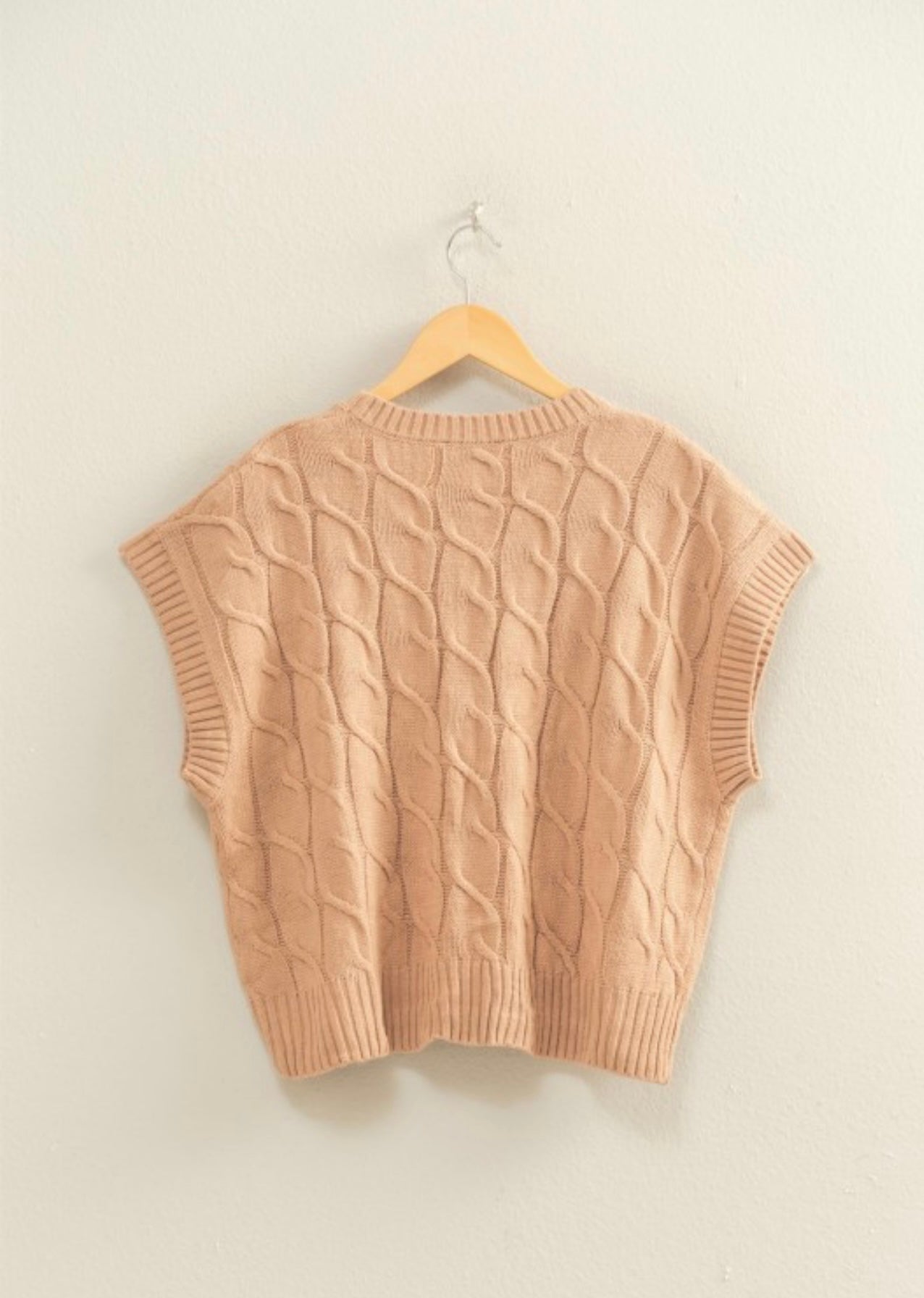 Sleeveless oversize cable knit sweater(dark taupe)