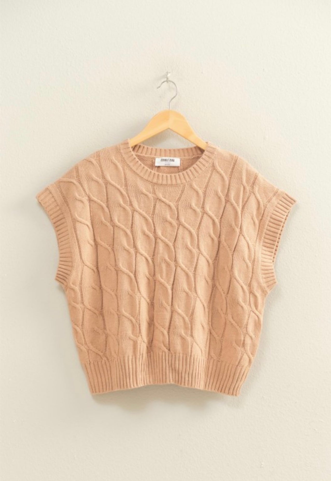 Sleeveless oversize cable knit sweater(dark taupe)
