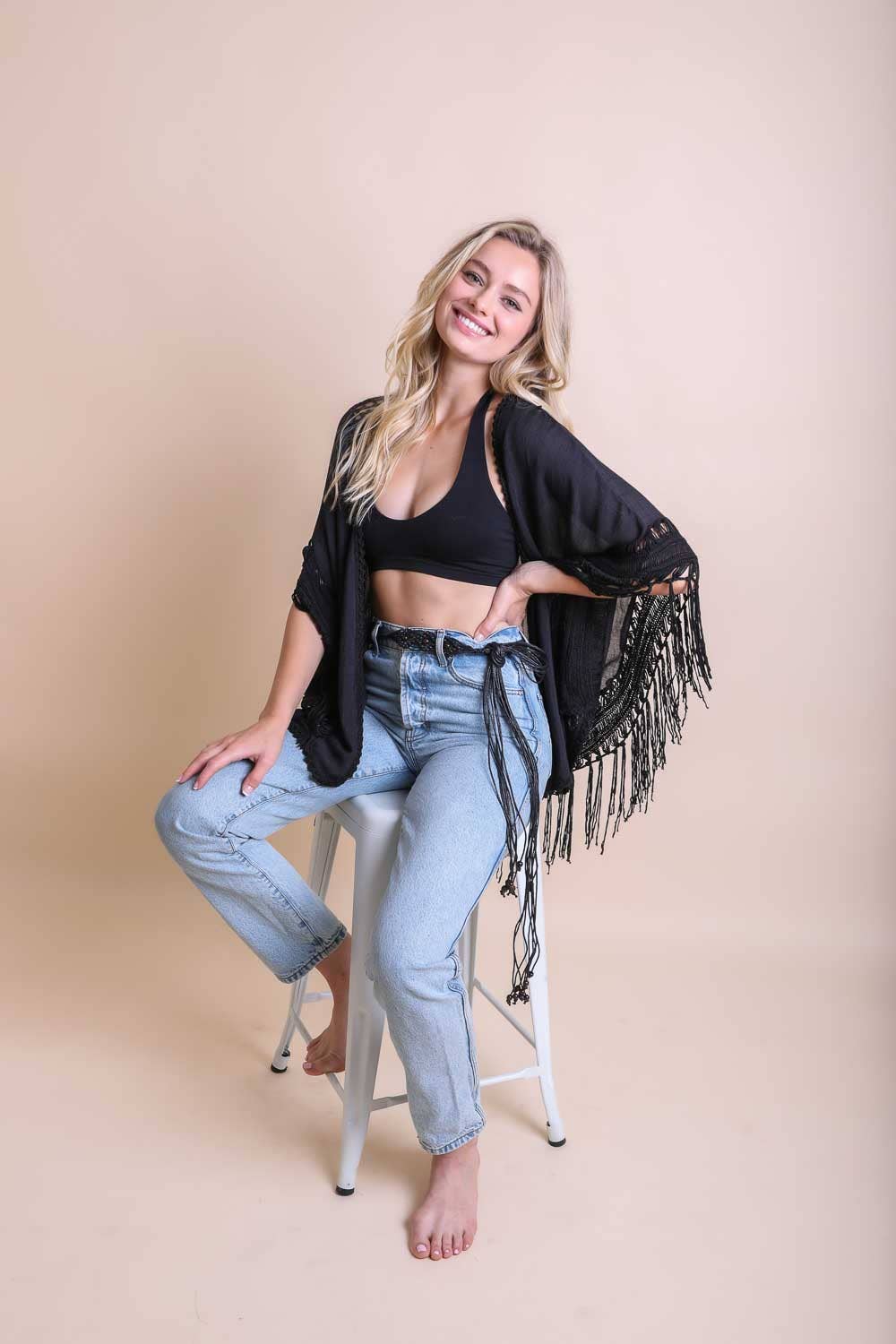 Crochet Medallion Tassel Kimono 🖤
