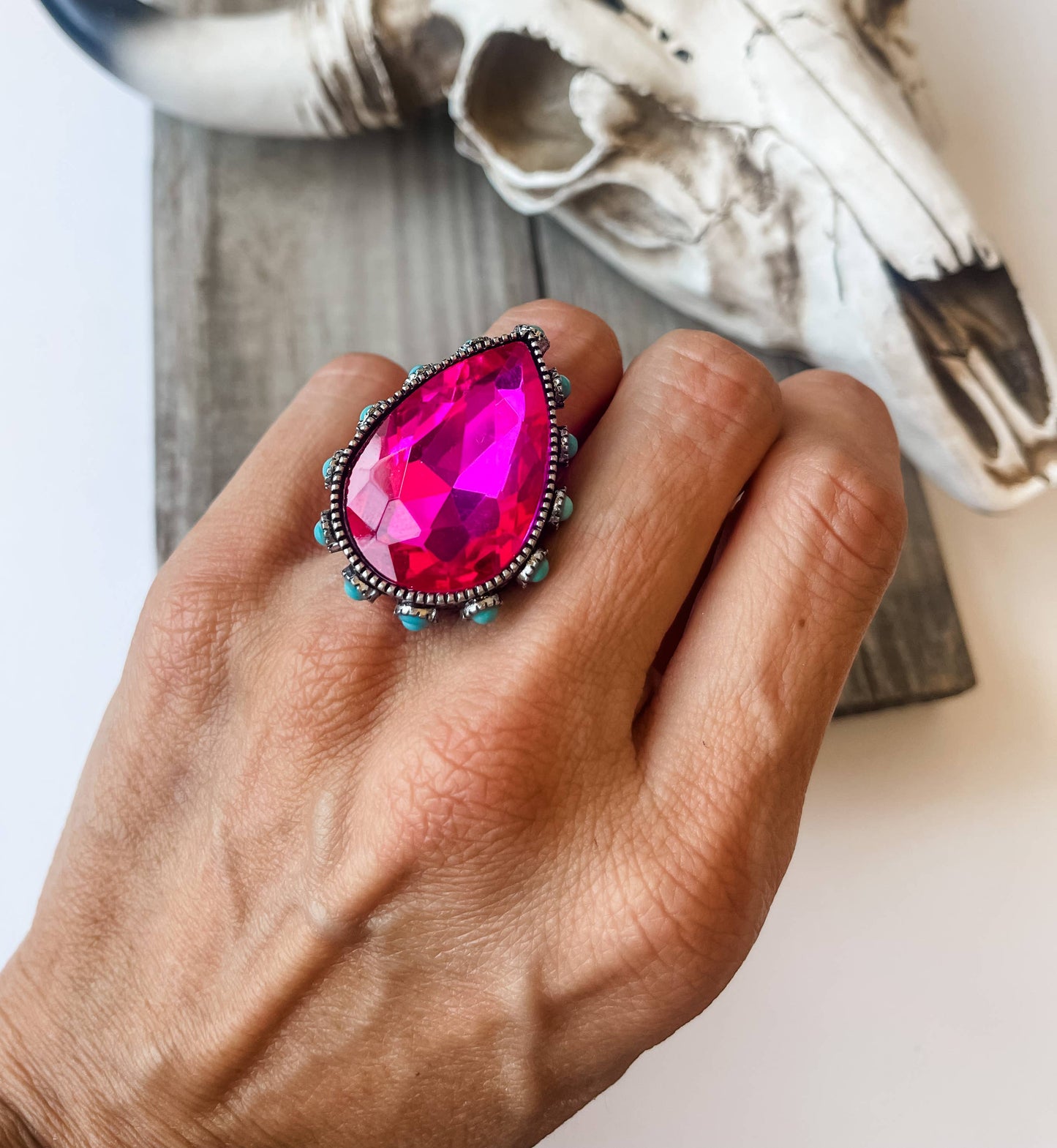 Bling Bling Glass Stone Western Ring Adjustable