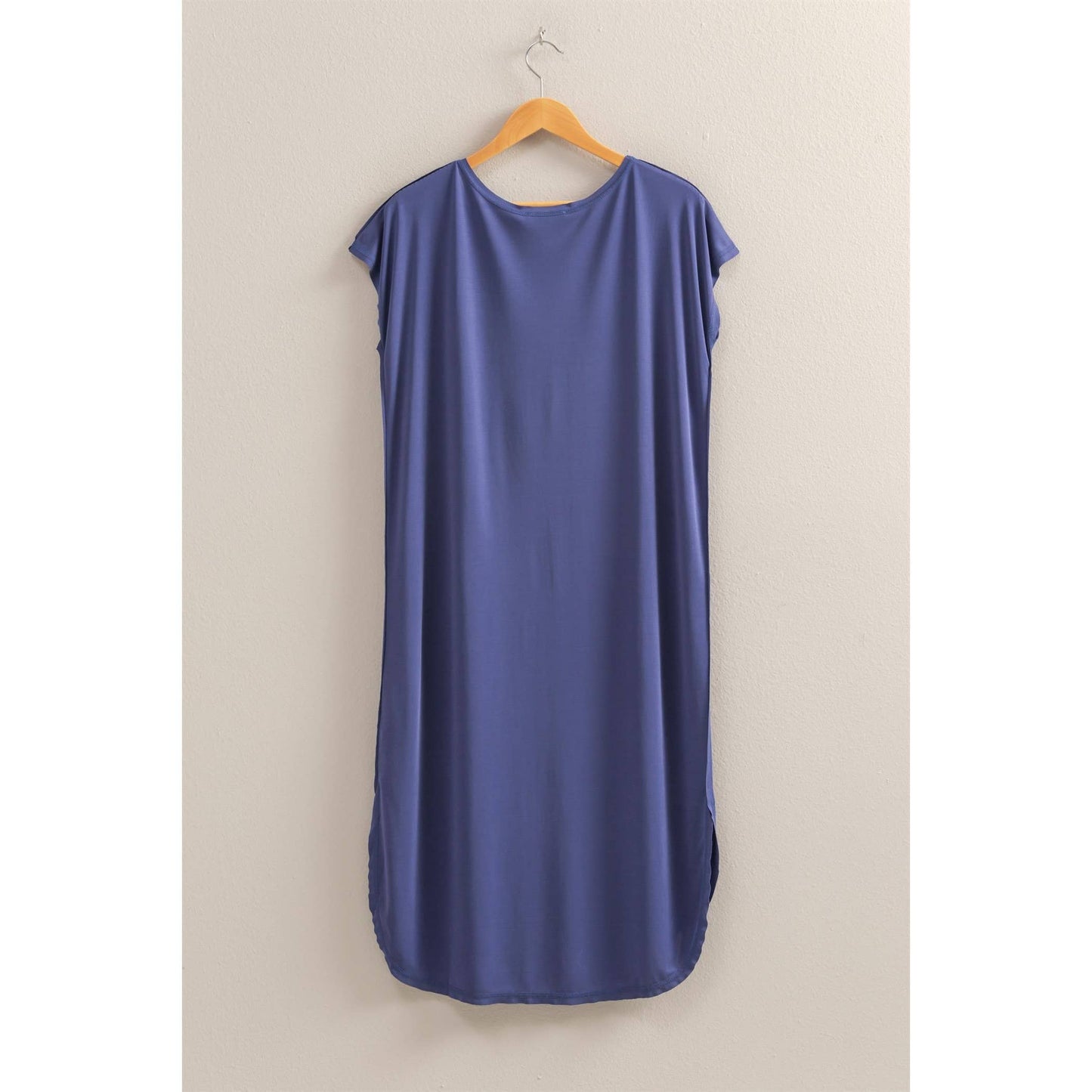 Soft High Low Midi Dress With Round Hem