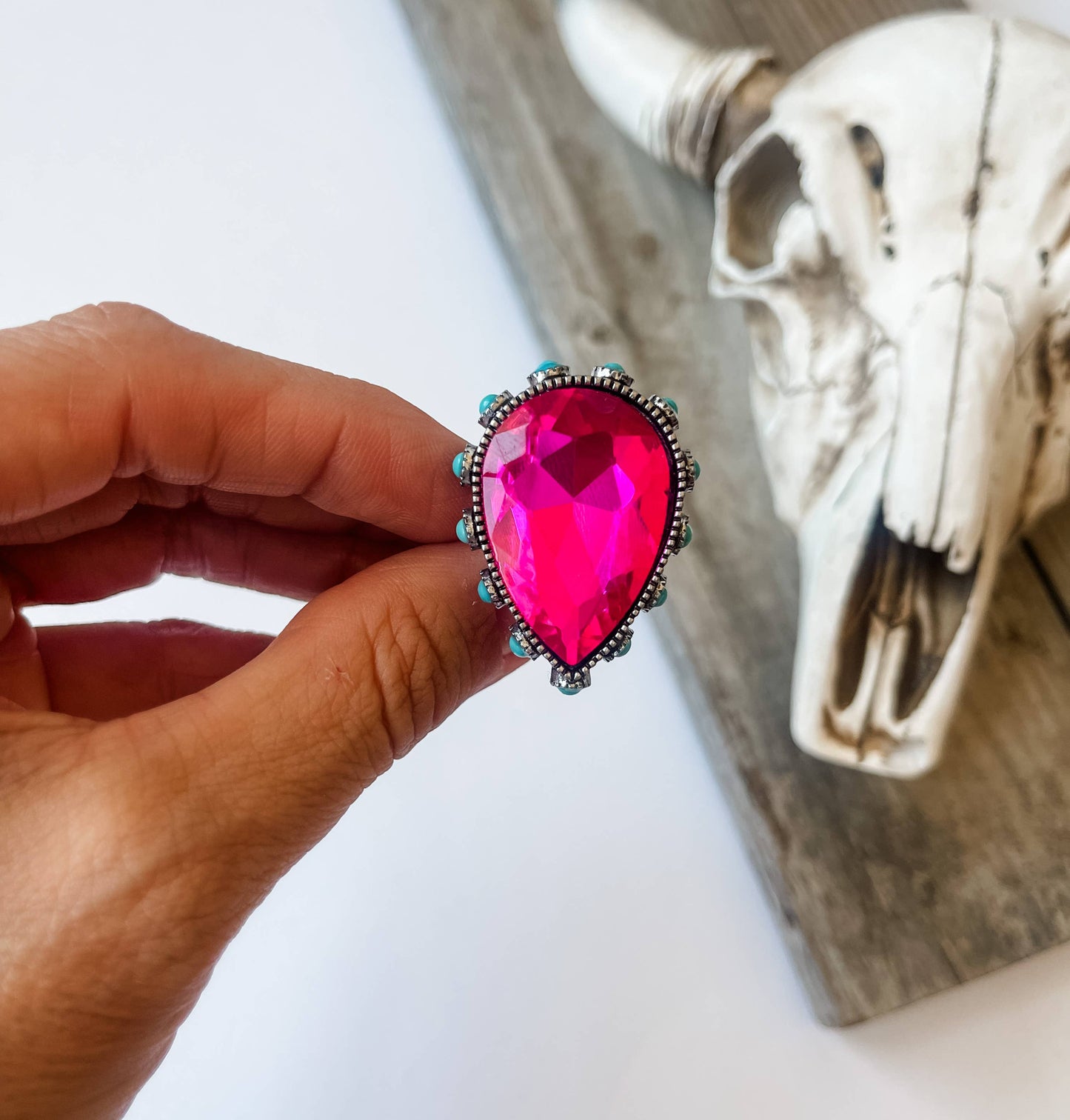 Bling Bling Glass Stone Western Ring Adjustable