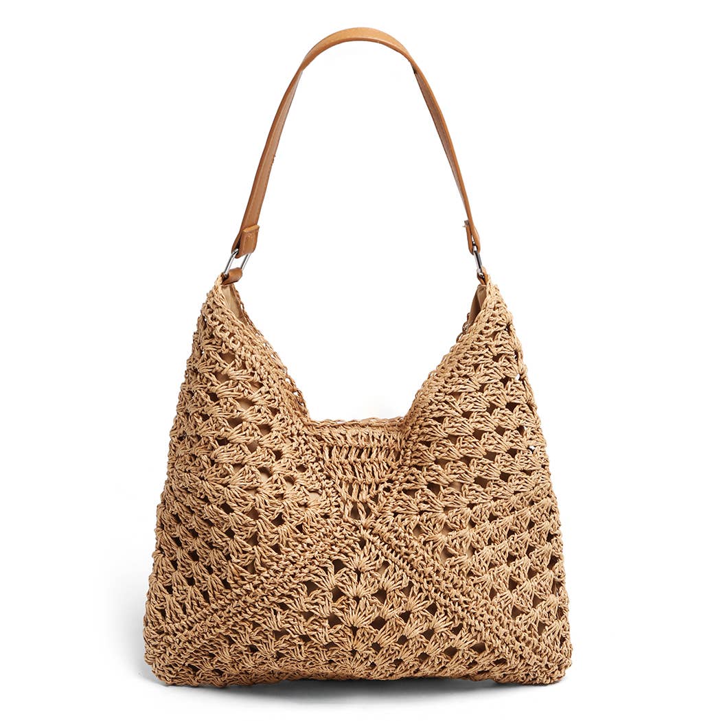 Triangular Pattern Design Straw Shoulder Bag