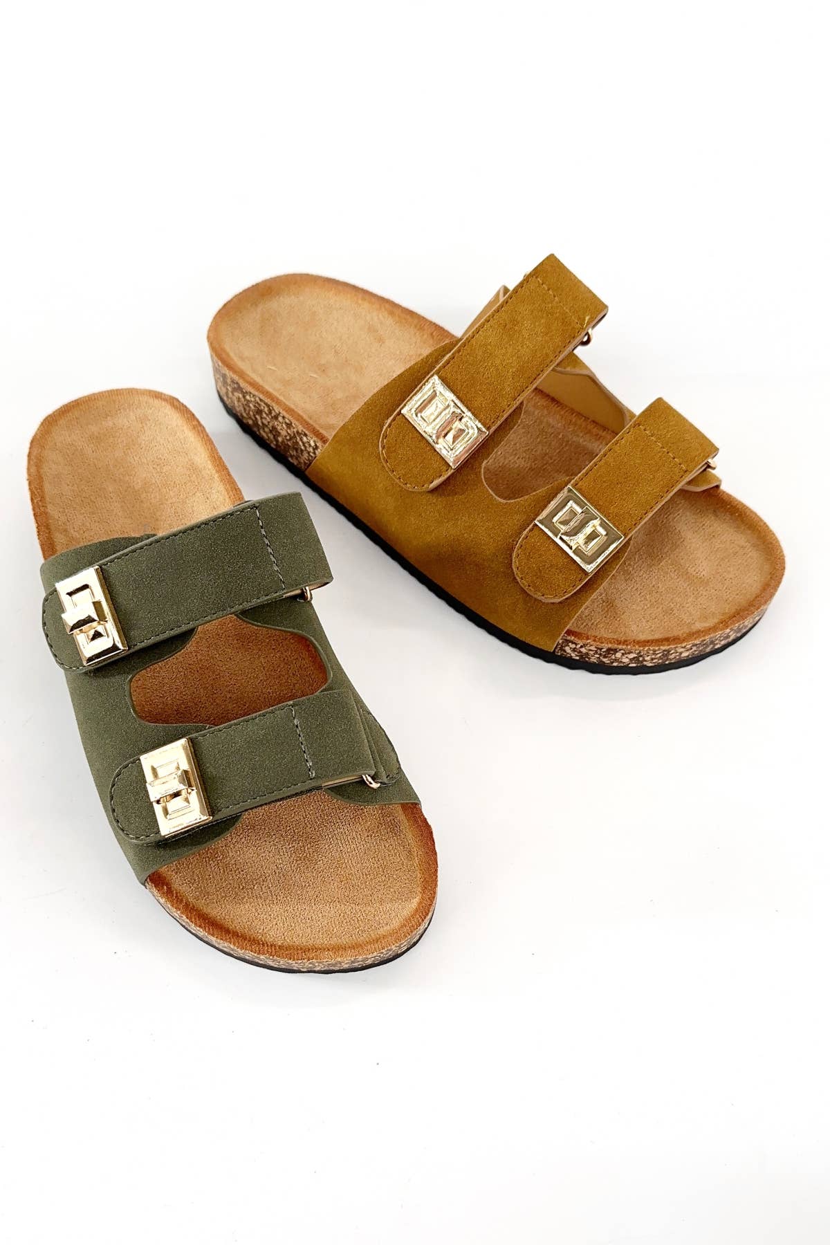 DOUBLE STRAP SLIP ON SANDAL-Black Only