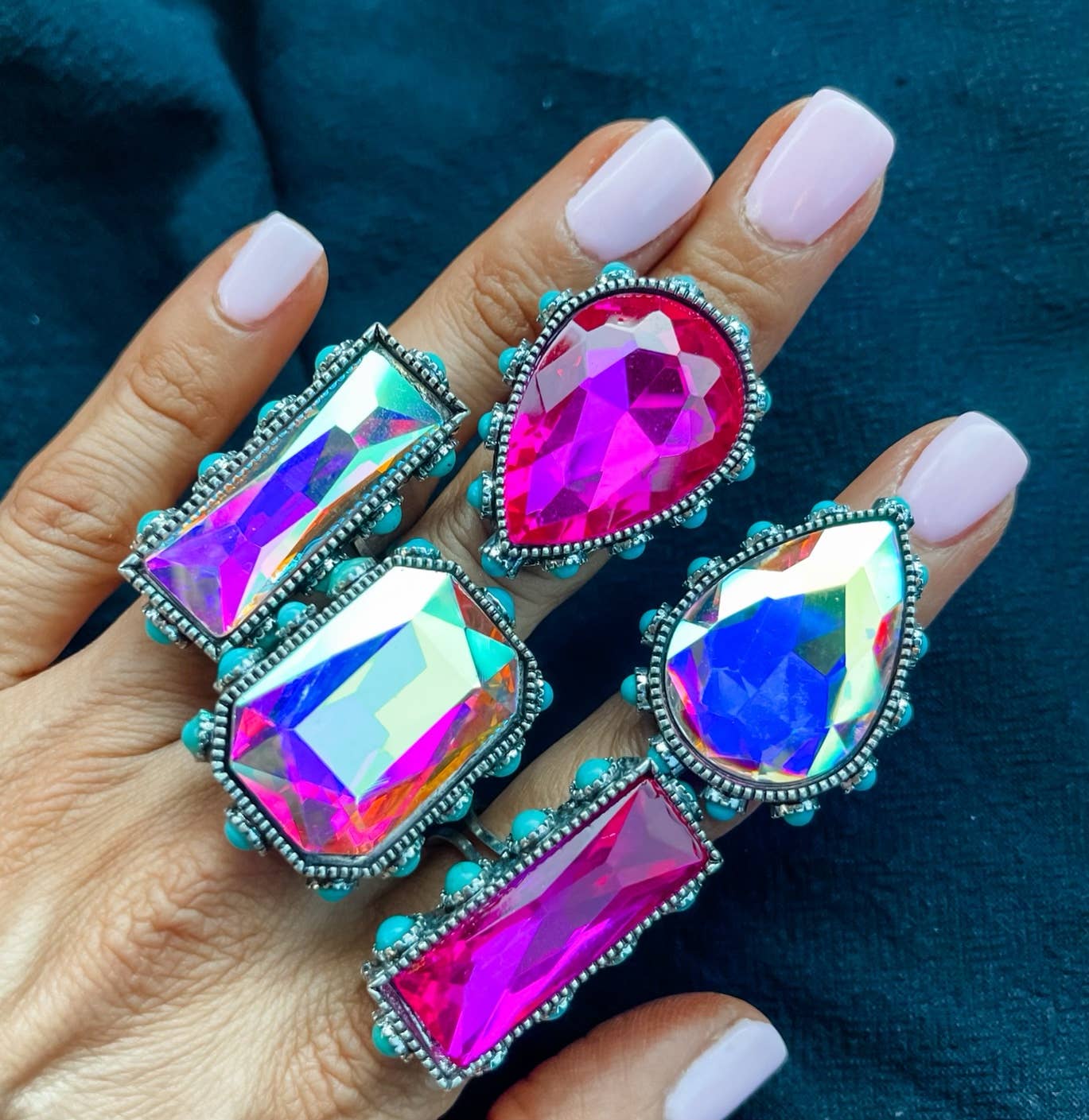 Bling Bling Glass Stone Western Ring Adjustable