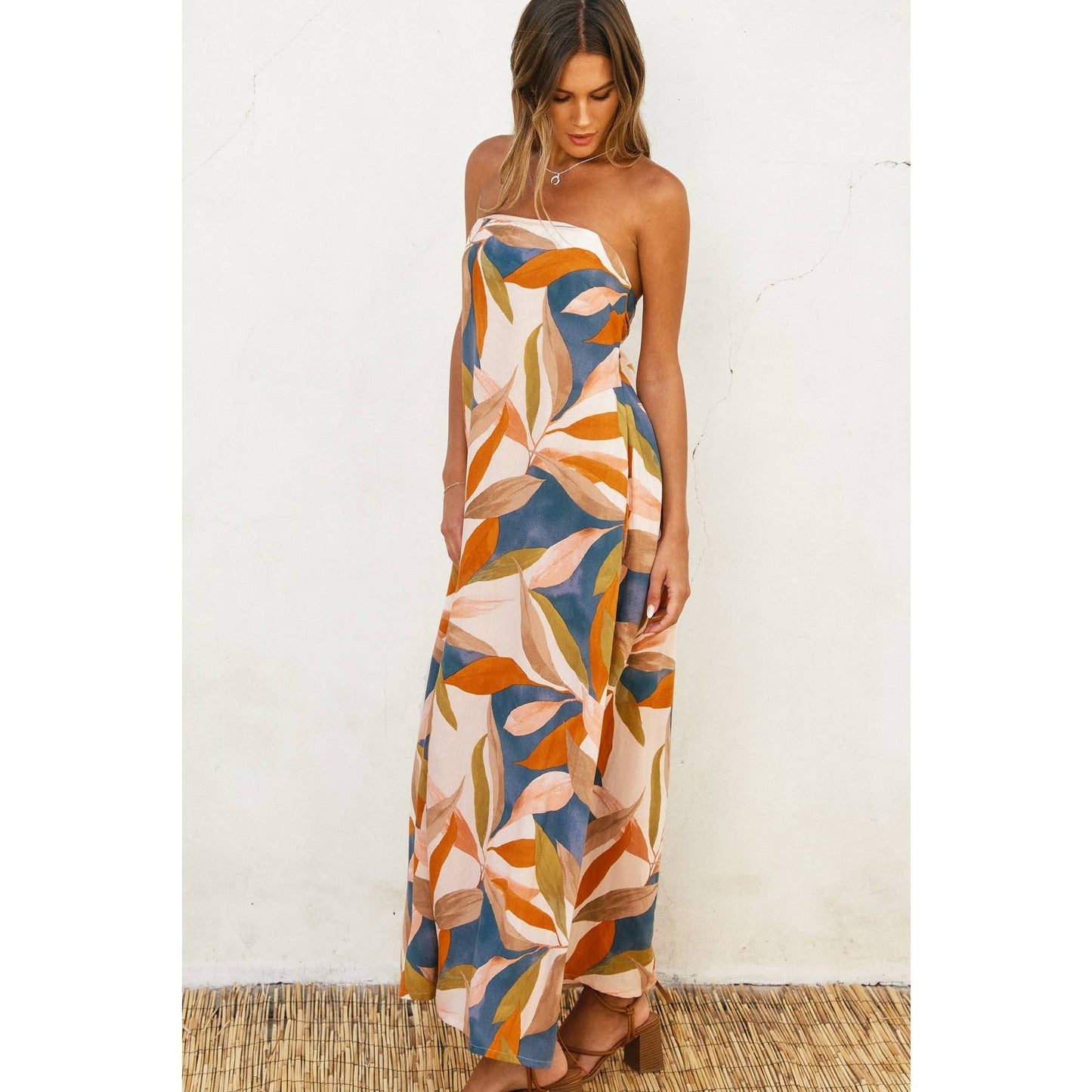 Destinations Strapless Tie Back Maxi Dress