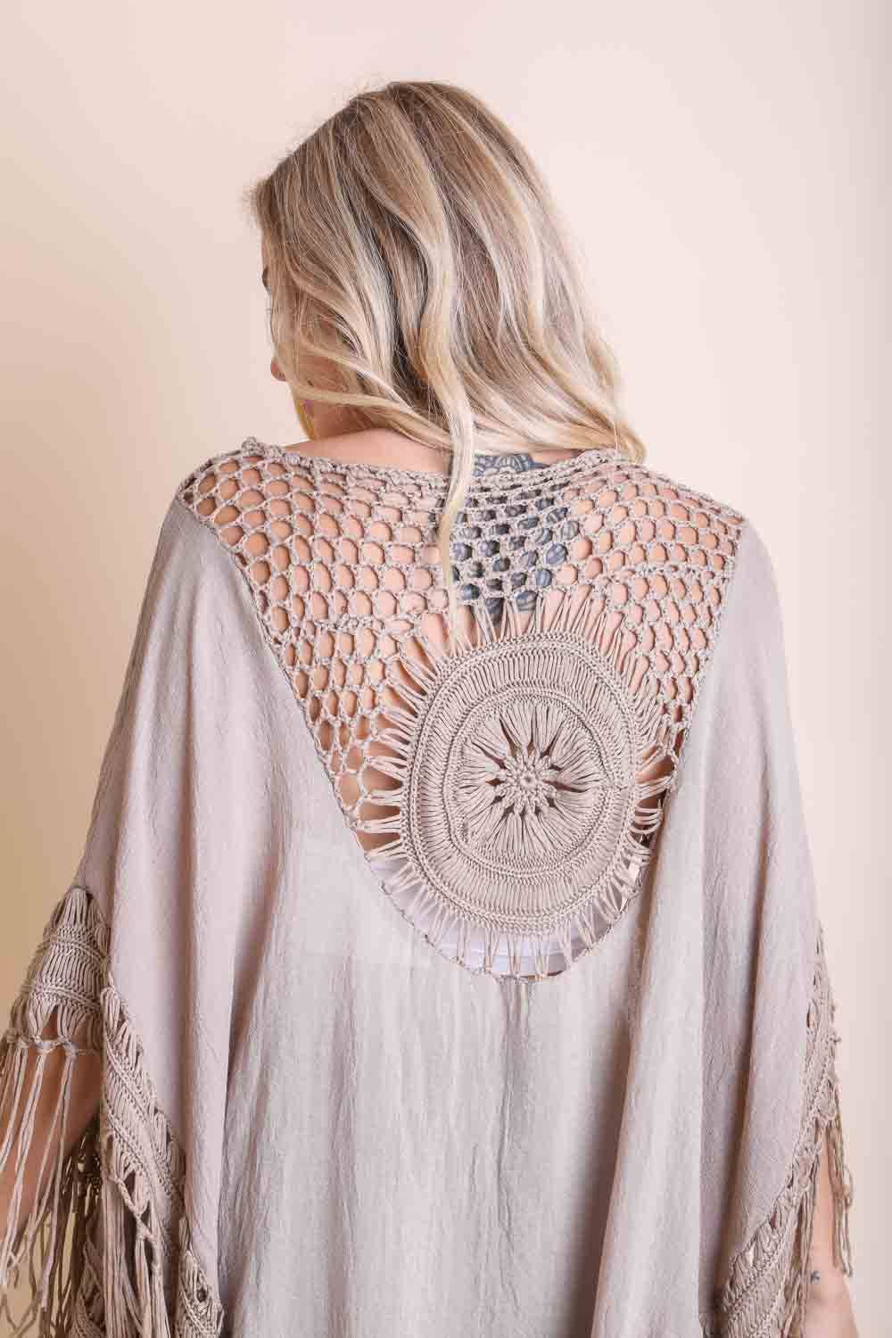 Crochet Medallion Tassel Kimono 🖤