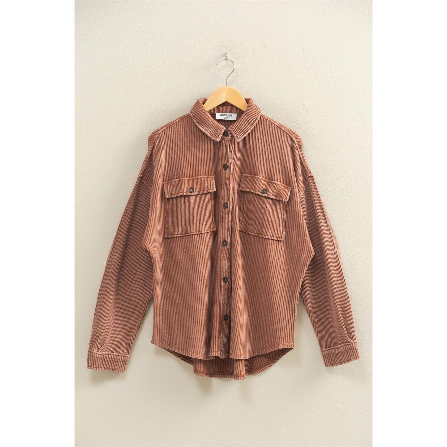 Oversized Mineral Washed Waffle Shacket