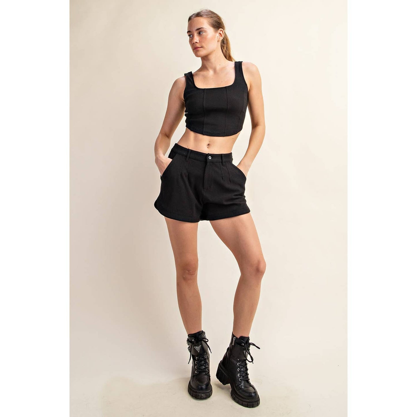 STRETCH COTTON/TWILL SHORTS