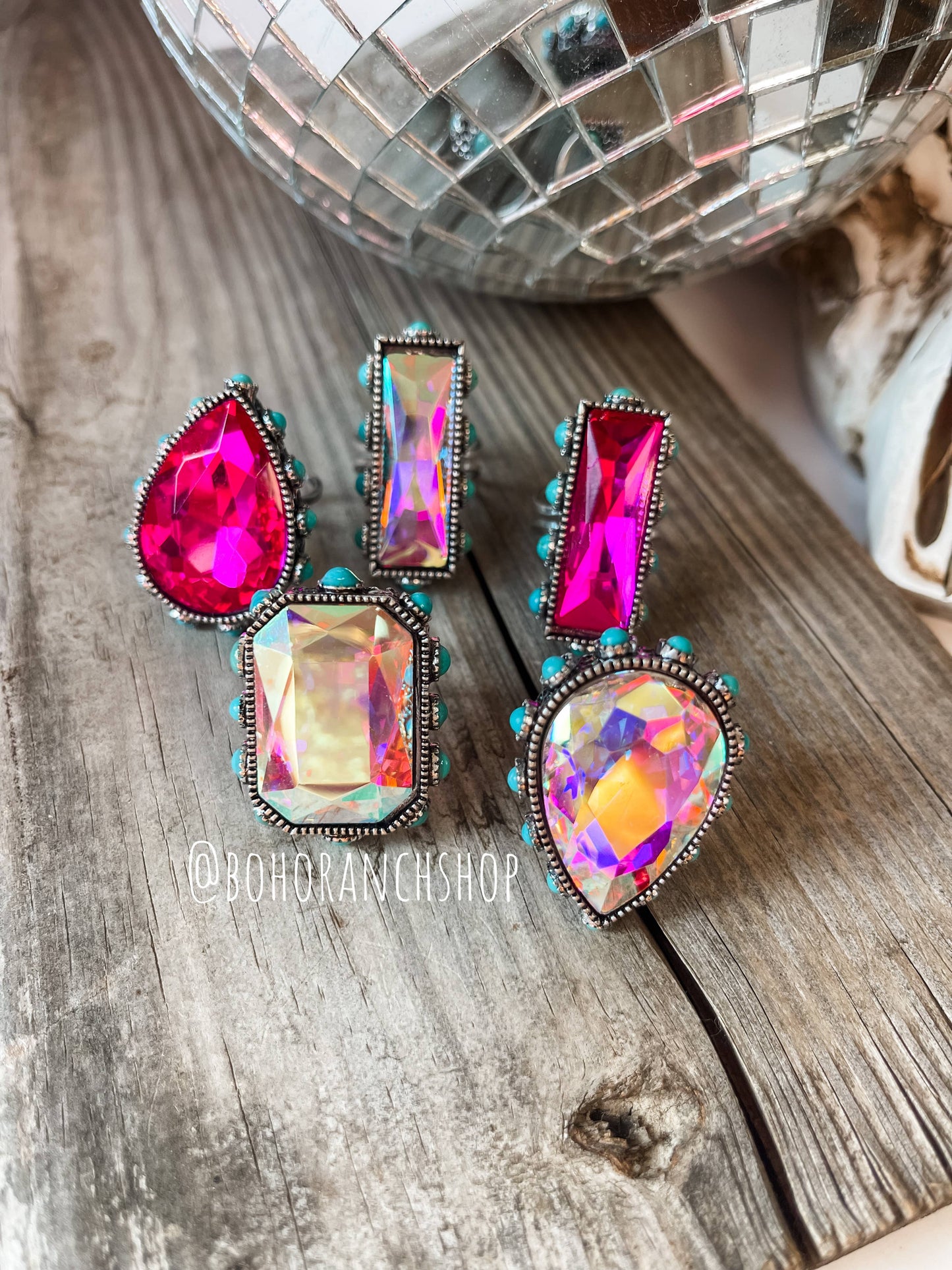 Bling Bling Glass Stone Western Ring Adjustable