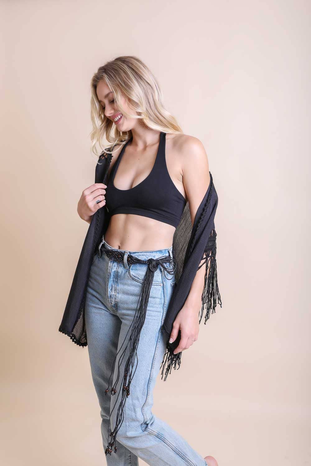 Crochet Medallion Tassel Kimono 🖤
