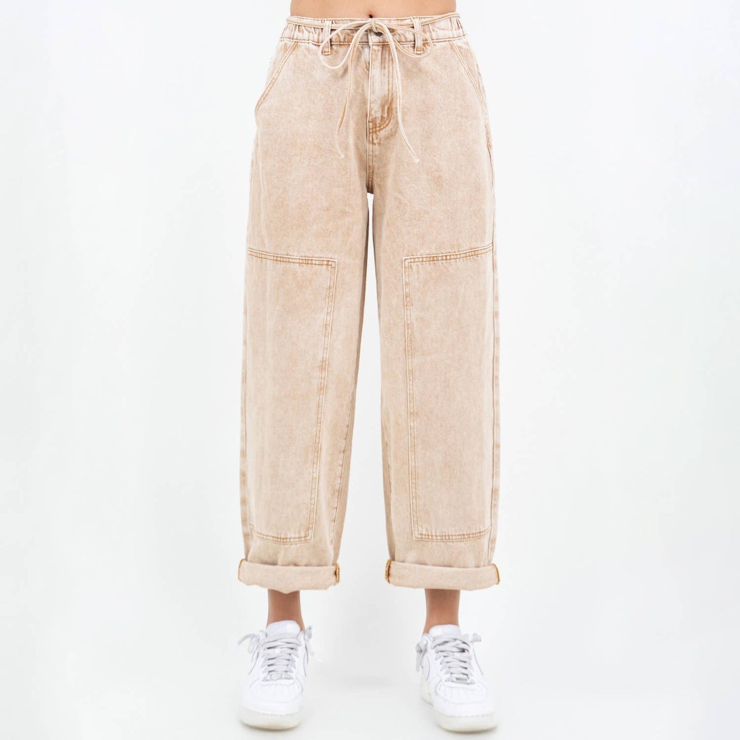 BARREL FIT PANTS GREEN Mineral Wash