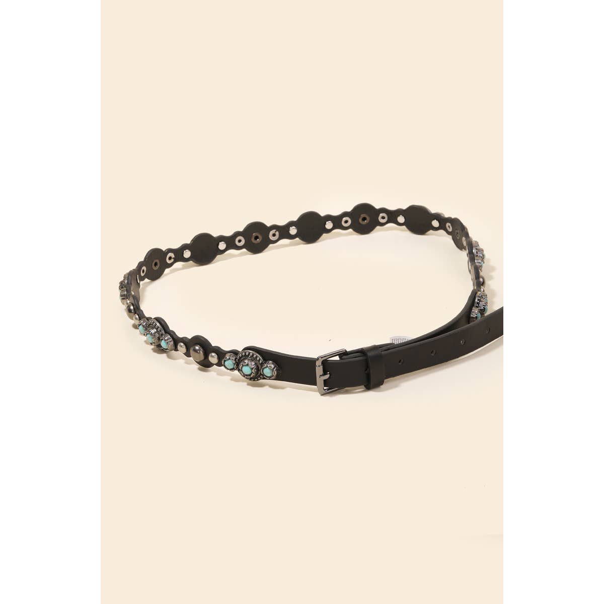 Western Metallic Studded Thin Belt