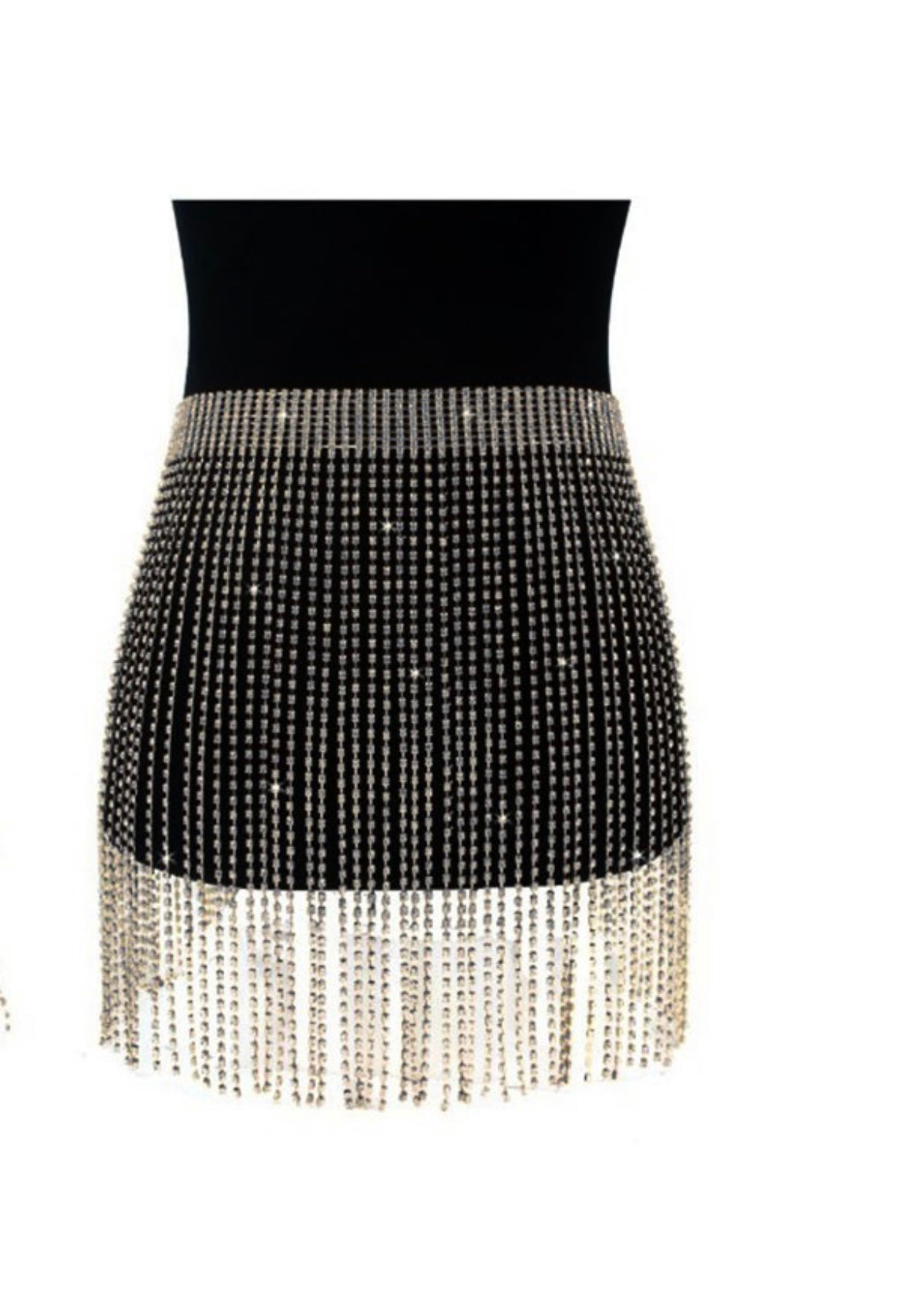 Rhinestone Buckle Fringe Belt