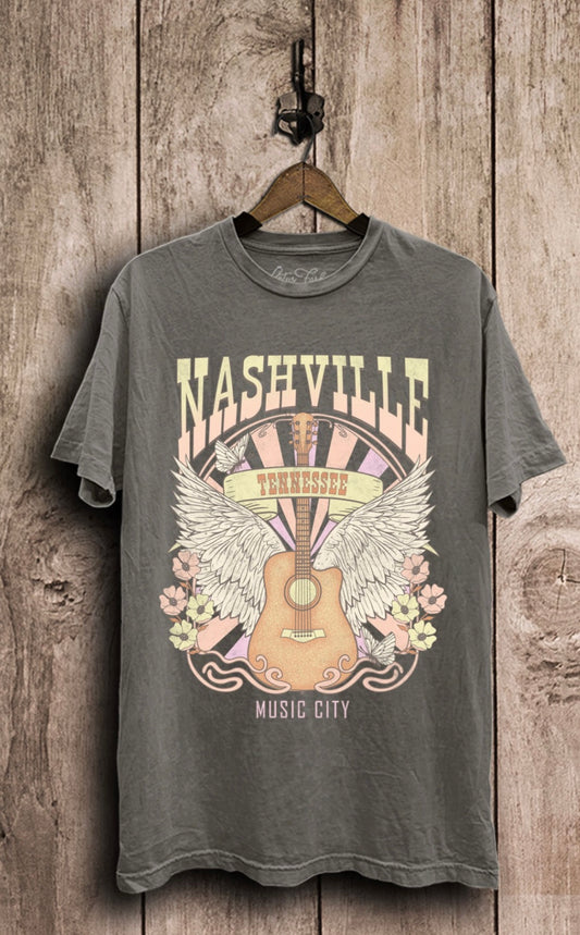 Nashville Tennessee Graphic Top/Stone Gray Mineral Wash