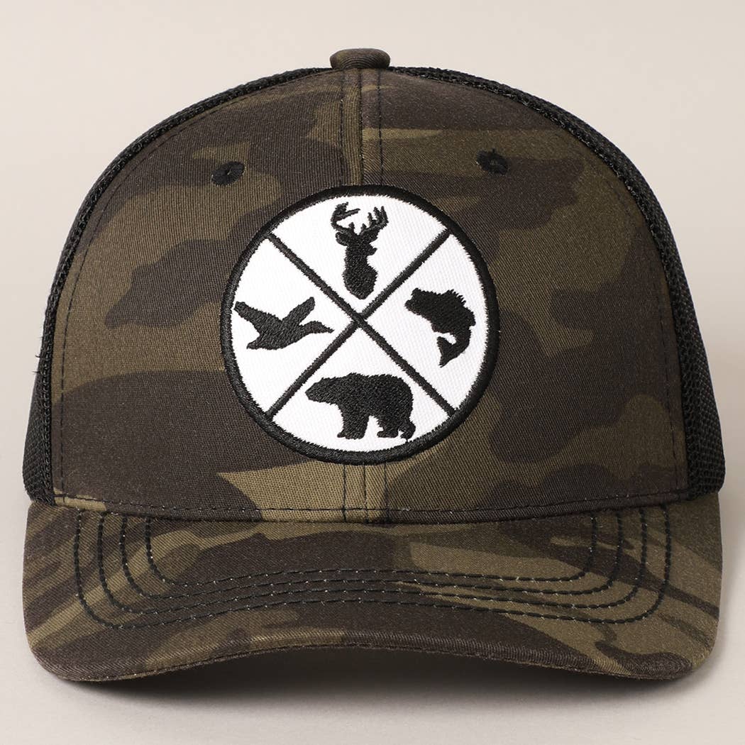 Men's ANIMALS Embroidered Patch Baseball Cap with Mesh Back