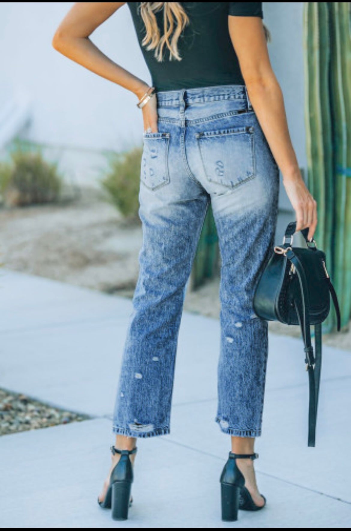 The Classic High Waist Distressed Relaxed Jean