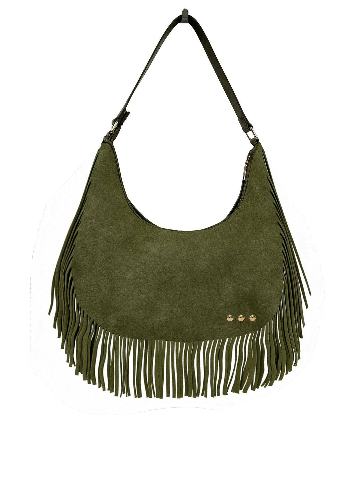 Suede Fringe Slouchy Bag