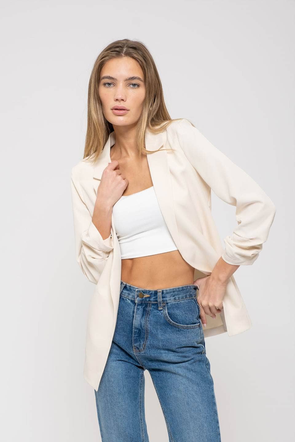 Cream Blazer 3/4 Sleeve