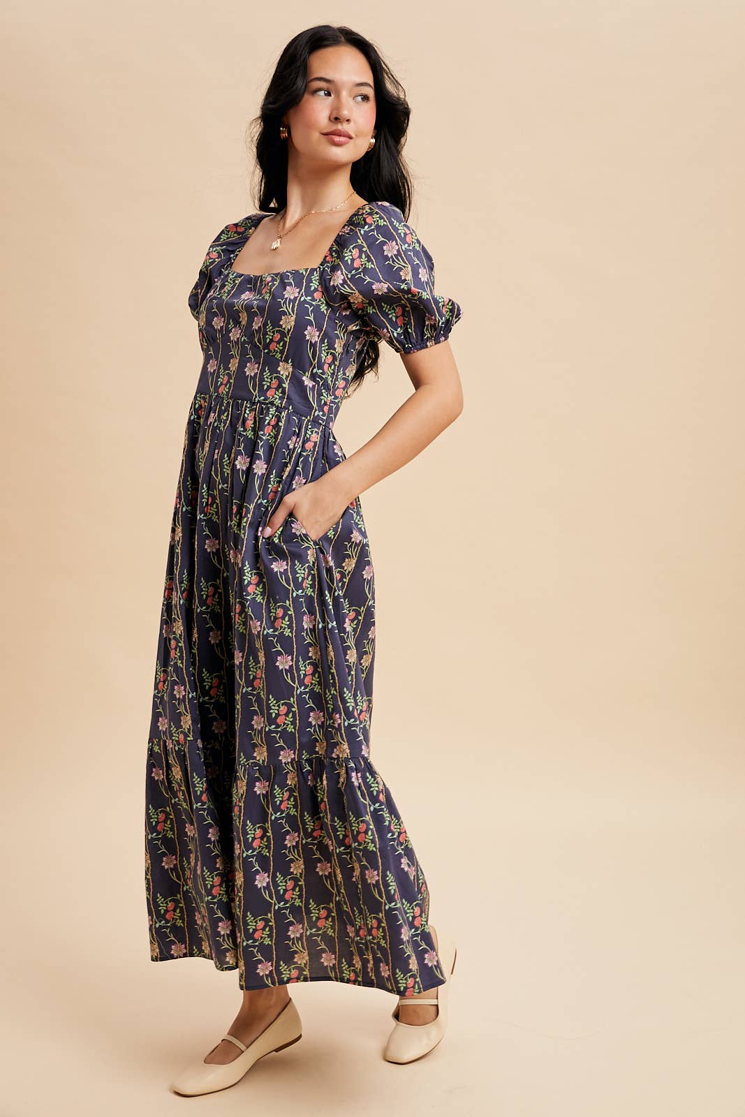 COTTON FLORAL MAXI DRESS