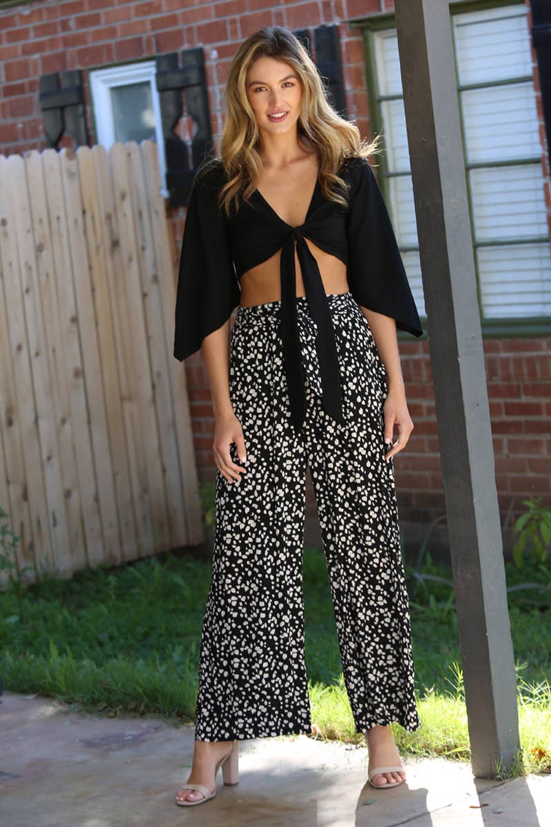 Printed wide leg pant