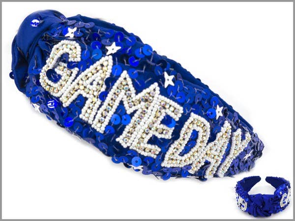 GAMEDAY TOP KNOTTED JEWELED BEADED HEADBAND