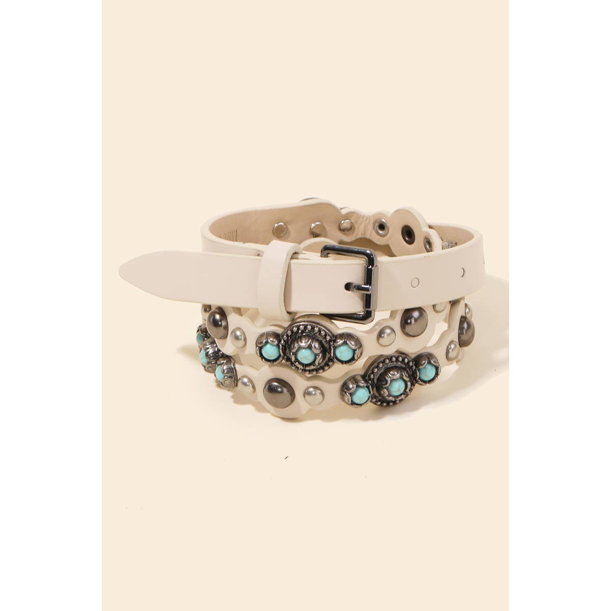 Western Metallic Studded Thin Belt