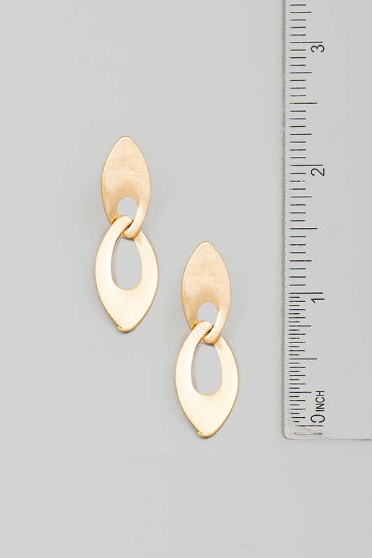 Interlinked Brushed Oval Tear Drop Earrings