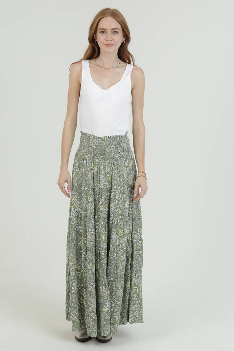 TIERED SKIRT WITH SMOCKED WAISTBAND
