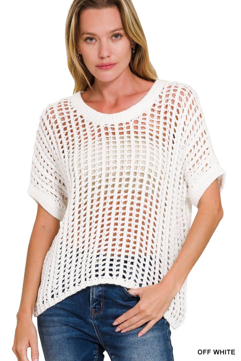 Crochet short sleeve top- Multiple color options