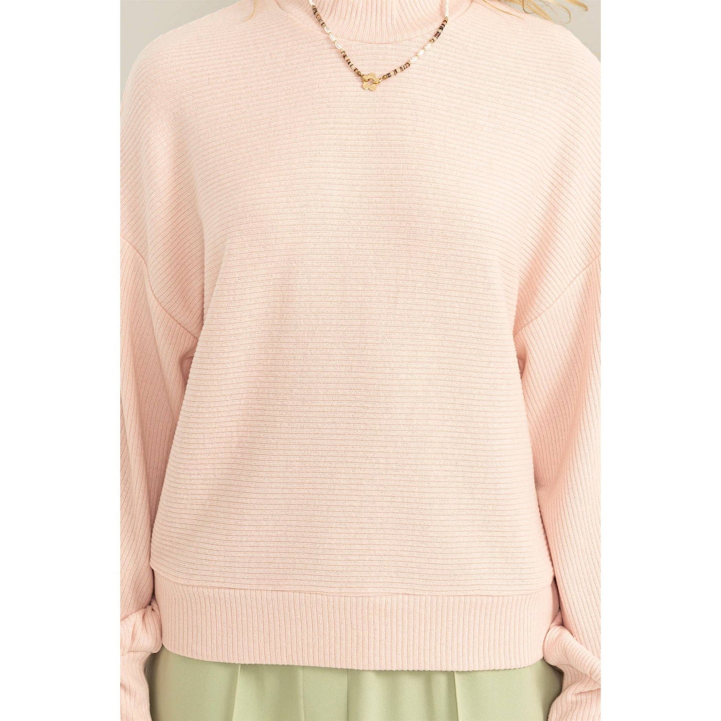 RIBBED BALLOON SLEEVE TOP