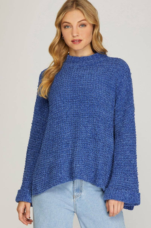 CHENILLE MOCK NECK SWEATER