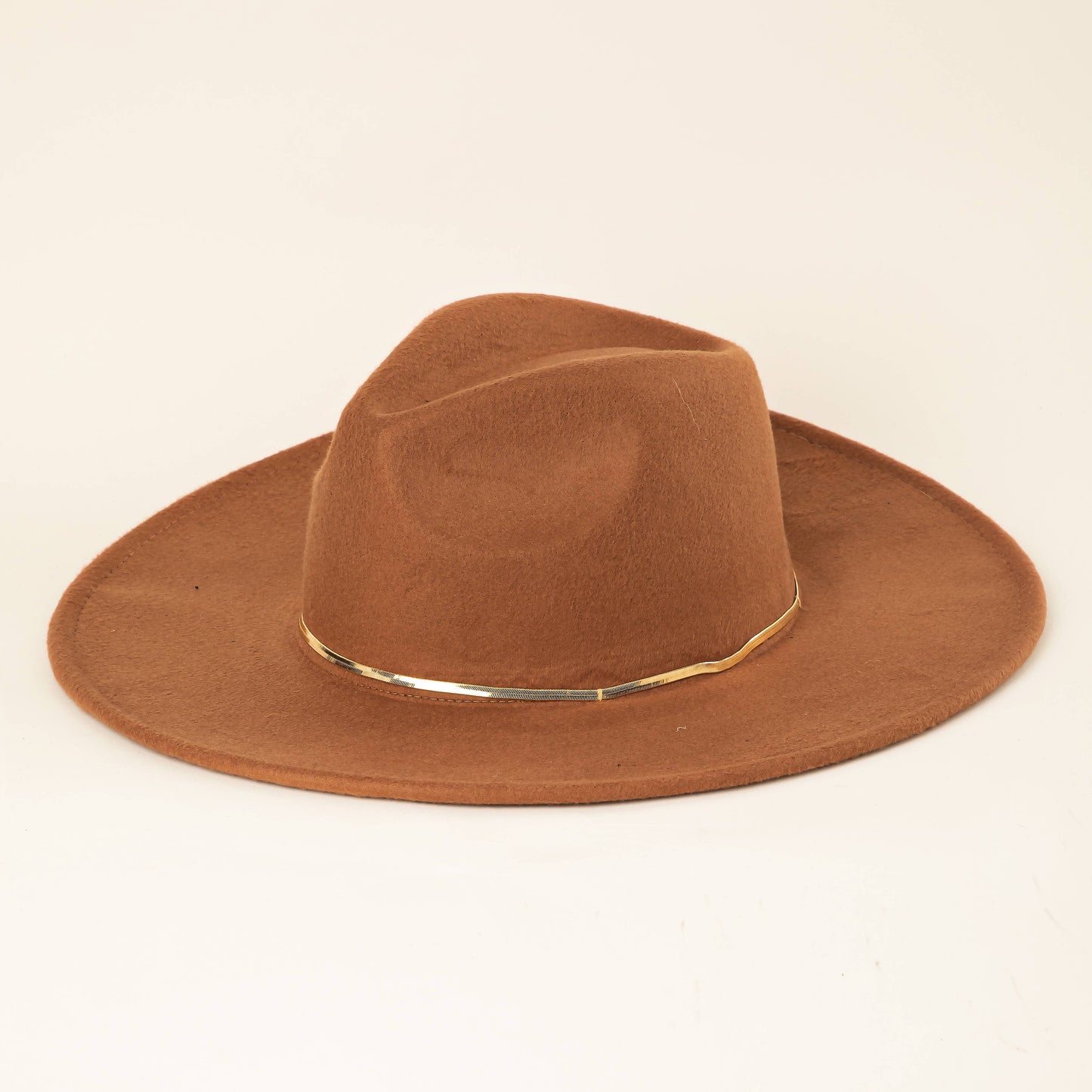 Flat Brim Herringbone Chain Fedora Fashion Hat